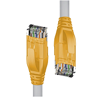 Патч-корд прямой 0.5m UTP кат.5e, серый, желтые коннекторы, 24 AWG, литой, ethernet high speed 1 Гбит/ с, RJ45, T568B (4PH-R90022)