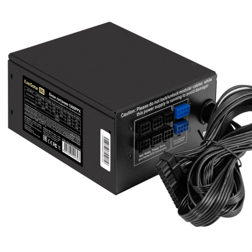 Блок питания 1200W Exegate 1200PPX RTL EX258920RUS, ATX, black, active PFC, 14cm, 24p+2*(4+4)p,PCI-E,5SATA,4IDE