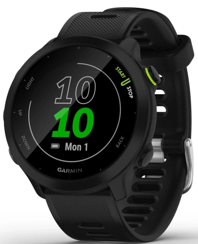 Смарт-часы Garmin Forerunner 55 42мм 1.04 LCD корп.черный рем.черный разм.брасл.:127-220мм (010-02562-10)