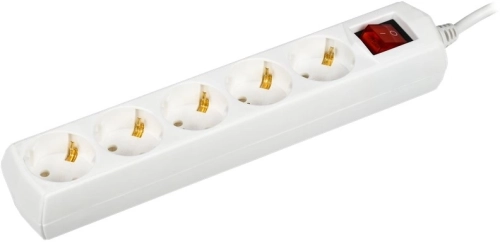 Сетевой удлинитель IEK У05В 1.5м (5 розеток) белый (пакет ПЭ) (WYP10-10-05-D15-ZK-G)