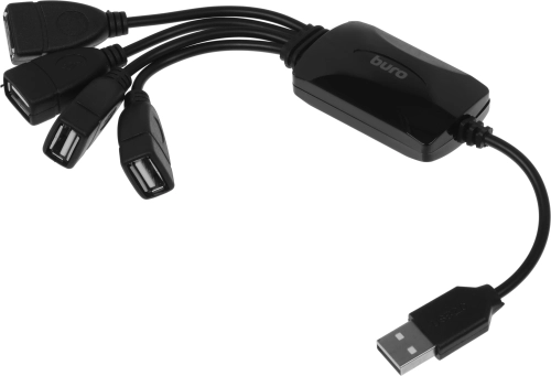 Разветвитель USB 2.0 Buro BU-HUB4-0.3-U2.0-Splitter 4порт. черный фото 2