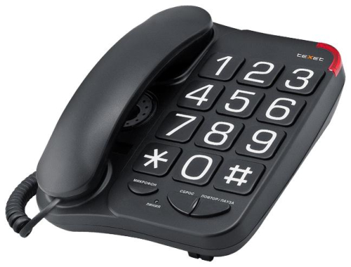 Телефон проводной Texet ТХ-201 черный (111640)