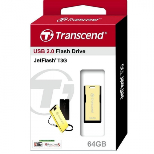 Флеш-накопитель Transcend 64GB JETFLASH T3G, USB 2.0 Golden (TS64GJFT3G) фото 2