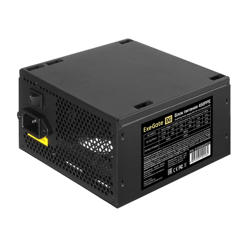 Exegate EX260640RUS-PC Блок питания 450W Exegate 450PPE, ATX, black, APFC, 12cm, 24p+(4+4)p, PCI-E, 3*IDE, 5*SATA, FDD фото 2