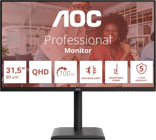 Монитор AOC 31.5 Монитор AOC 31.5 Q32E4U черный IPS LED 4ms 16:9 HDMI M/M матовая HAS Piv 350cd 178гр/178гр 2560x1440 100Hz DP 2K USB 9.01кг