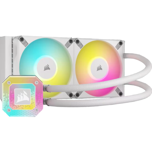 Система жидкостного охлаждения/ Water Cooling System Corsair iCUE H100i ELITE CAPELLIX XT (240mm, White, RGB/ Fans: 2x120mm, 65.57CFM, 34.1dBA, 2400RPM/ S: 1851, 1700, 1200, 115x, 2011, 2066, AM5, AM4 (CW-9060072-WW)