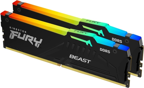 Модуль памяти DDR 5 DIMM 16Gb PC48000, 6000Mhz, Kingston FURY Beast Black RGB CL30 (Kit of 2) (KF560C30BBEAK2-16) (retail) фото 2