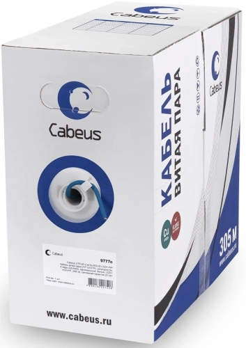 Кабель информационный Cabeus UTP-4P-Cat.5e-SOLID-LSZH-BL кат.5E U/UTP LSZH универсальный 305м синий