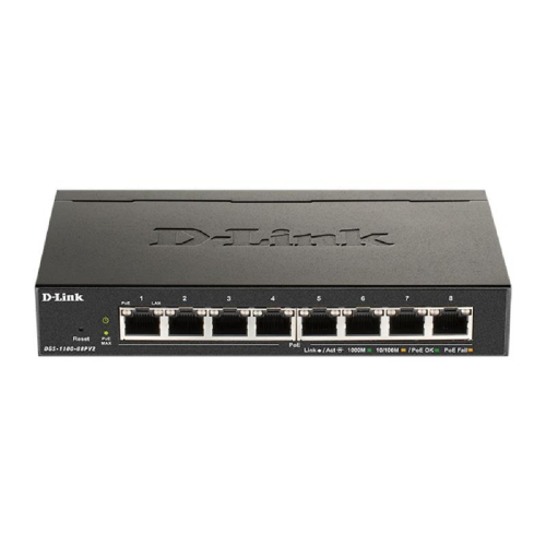 D-Link DGS-1100-08PV2/ A3A Настраиваемый L2 коммутатор с 8 портами 10/ 100/ 1000Base-T (8 портов PoE 802.3af/ at, PoE-бюджет 64 Вт) (DGS-1100-08PV2/A3A)