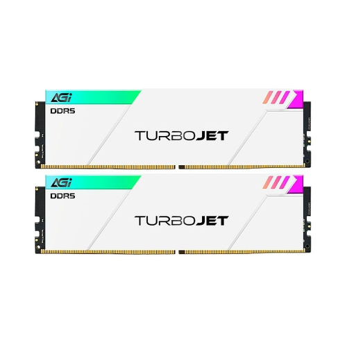 Модуль памяти AGI DDR5 6000MHz CL30 32GB Kit (16GBx2) OC UDIMM + White HEAT SINK –Turbojet+RGB lightbar -Color box (AGI6APD16UD858-DC)