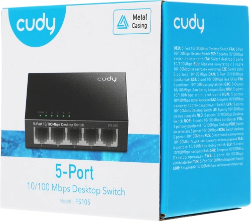 Коммутатор/ 5-Port 10/100 Mbps Desktop Switch, 5 10/100M RJ45 Ports, Loop Detection, Metal Case, Power Saving, Plug & Play (FS105) фото 10