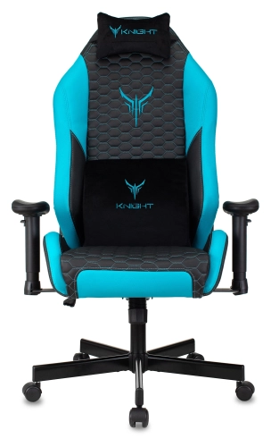 Кресло игровое Knight Neon черный/ голубой соты экокожа с подголов. крестов. металл (KNIGHT NEON LBLUE) фото 2