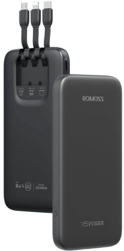 Мобильный аккумулятор Romoss PHC10 10000mAh 22.5W 3A USB-A/USB-C черный (6958377521748)