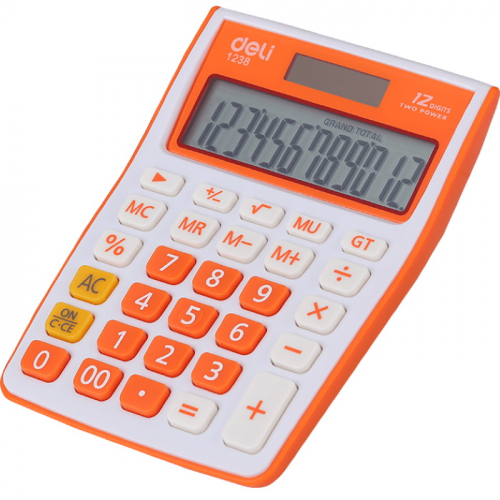 Калькулятор настольный Deli E1238/ OR оранжевый 12-разрядный (E1238/OR)