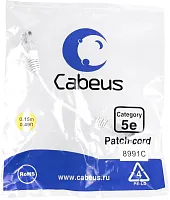 Патч-корд Cabeus PC-UTP-RJ45-CAT.5E-0.15M-WH U/UTP RJ-45 вил.-вилка RJ-45 кат.5E 0.15м белый LSZH