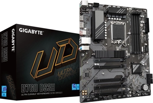 Материнская плата/ MB GIGABYTE INTEL B760 s1700, 4xDDR5(192GB), HDMI 2.0/DP, 1xPCIe 4.0x16, 4xPCIe 3.0x16, 1xLAN, 4xSATA 6Gb/s, 2xM.2, 1xUSB-C, 1xUSB 3.2, 4xUSB 2.0, 1xPS/2, ATX (B760 DS3H)