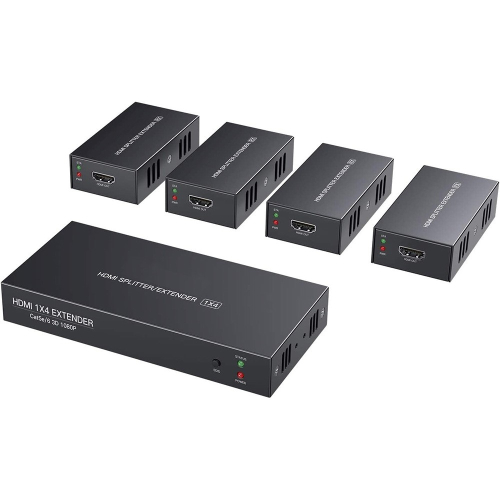 ORIENT HSP0104VE, HDMI Splitter/ Extender (Tx+4xRx), активный удлинитель на 4 устройства до 50 м по кабелю витая пара Cat5e/ 6, 1 вход/ 4 выхода RJ45, HDMI 1.4а, 1080p@60Hz, HDCP (33171)