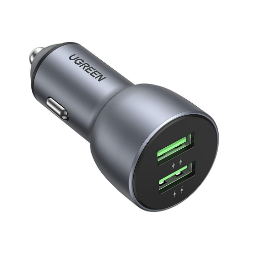 Автомобильное зарядное устройство UGREEN CD213 (70594) USB-C PD+USB-C PD 36W Fast Car Charger. Цвет: серый космос