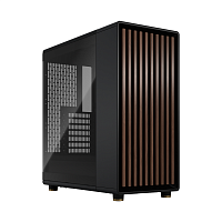 Корпус без блока питания/ Fractal Design North TG Dark Tint, Midi-Tower, 2x140mm ATX, mATX, mITX Wood panel, Charcoal Black (FD-C-NOR1C-02)