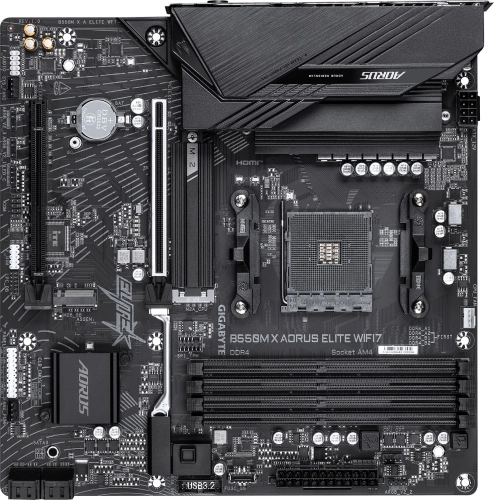 Материнская плата Gigabyte B550M X A ELITE WF7 Soc-AM4 AMD B550 4xDDR4 mATX AC`97 8ch(7.1) 2.5Gg RAID+HDMI+DP