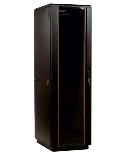 Шкаф телекоммуникационный напольный 42U (800x1000) дверь стекло, цвет чёрный (ШТК-М-42.8.10-1ААА-9005)
