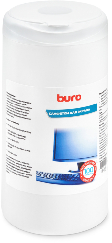 Салфетки Buro BU-Ascreen для экранов мониторов/ плазменных/ ЖК телевизоров/ ноутбуков туба 100шт влажных