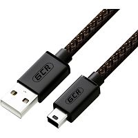 GCR Кабель PROF 0.7m USB 2.0, AM/ mini 5P, черно-прозрачный, 28/ 24 AWG, экран, армированный, морозостойкий, GCR-50931