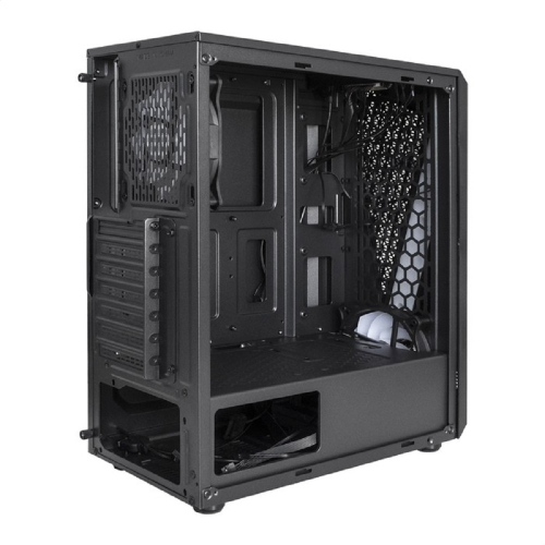 Exegate EX292858RUS Корпус Miditower ExeGate EVO-8225 (ATX, без БП, 2*USB+1*USB3.0, черный, 2 вент. с RGB подсветкой и полоса на передней панели, боковая панель - закаленное стекло) фото 2