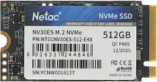 SSD накопитель Netac SSD NV30ES 512GB PCIe 3 x4 M.2 2242 NVMe 3D NAND, R/ W up to 3300/ 2800MB/ s, 3y wty, (replaced NT01N930ES-512G-E2X) (NT01NV30ES-512-E4X)