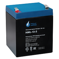 Battery Parus Electro, professional series HML-12-5, voltage 12V, capacity 5.2Ah (discharge 20 hours), max. discharge current (5sec) 75A, max. charge current 2A, lead-acid type AGM, terminals F2, LxWxH 90x70x101mm., total height with terminals 107mm., wei