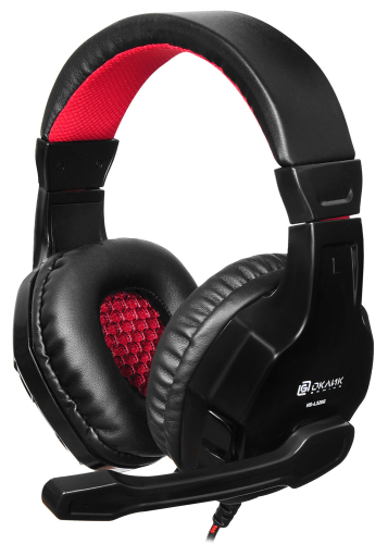 Наушники с микрофоном Оклик HS-L320G Phoenix черный/ красный 1.9м мониторные оголовье (359482)