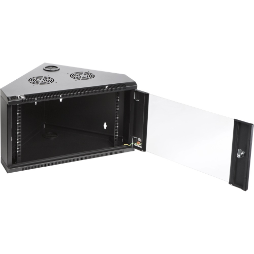 Шкаф настенный угловой, 4U 530x430, стеклянная дверь, черный, I -CBWTG-4U-6x4-BK (TWT-CBWTG-4U-6X4-BK)