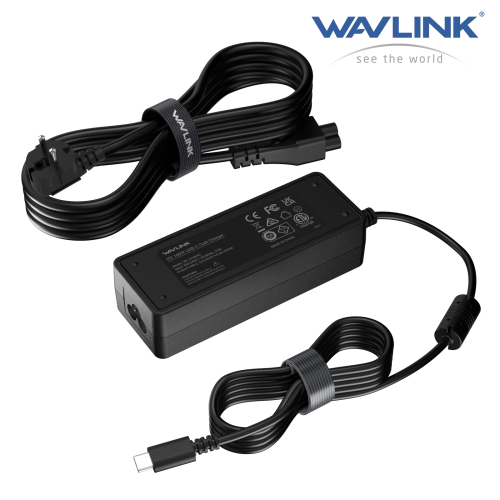 Адаптер питания AC Adapter WAVLINK GaN charger PD 100W GaN USB-C fast Charger for laptops & USB docking stations, Type C cable 1.2M, AC cable 1.5M, Input AC100-240V 50/ 60Hz (WL-G1004C)