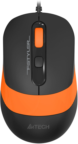 Мышь A4Tech Fstyler FM10S черный/ оранжевый оптическая (1600dpi) silent USB (4but) (FM10S USB ORANGE)