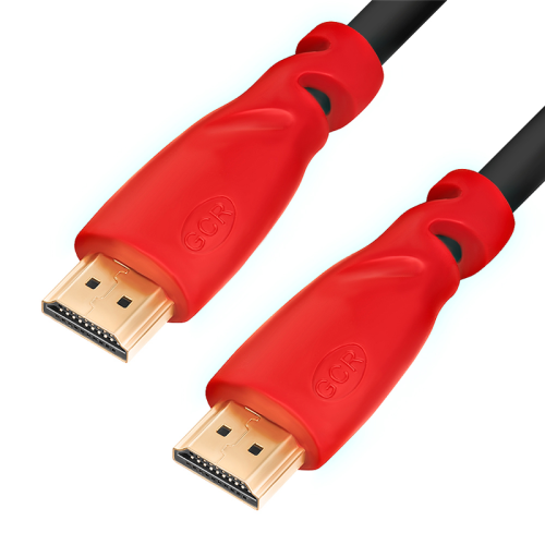 GCR Кабель 0.5m HDMI версия 1.4, черный, красные коннекторы, OD7.3mm, 30/ 30 AWG, позолоченные контакты, Ethernet 10.2 Гбит/ с, 3D, 4K GCR-HM450-0.5m, экран