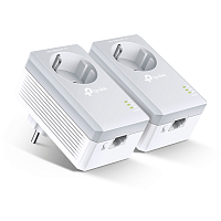 Сетевой адаптер/ AV600 Powerline Adapter with AC Pass Through Starter Kit, Ultra Compact Size, 10/ 100Mbps, Twin Pack (TL-PA4010PKIT)