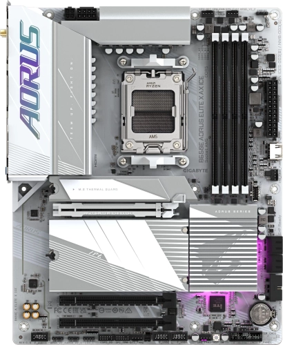 Материнская плата Gigabyte B650E A ELITE X ICE Socket AM5 AMD B650 4xDDR5 ATX AC`97 8ch(7.1) 2.5Gg RAID+HDMI (B650E AORUS ELITE X AX ICE) фото 4