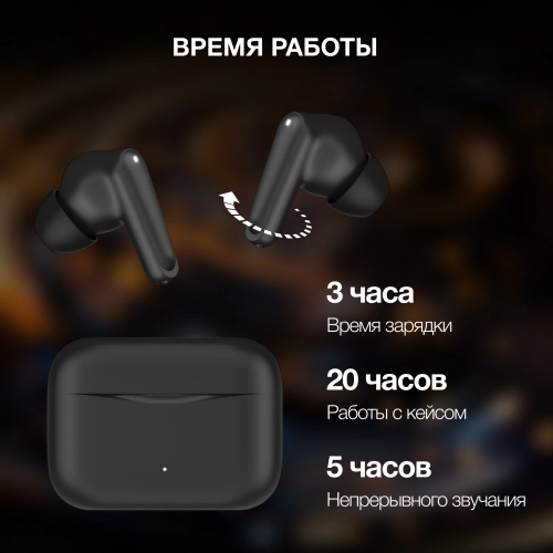 Гарнитура внутриканальные Hyundai Select H-EP203 черный беспроводные bluetooth в ушной раковине (HEP203B) фото 12