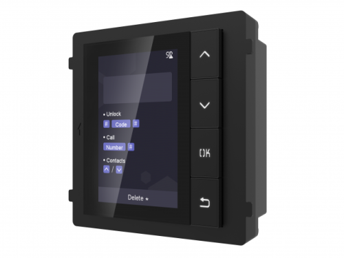 Модуль дисплея, 35 дюйма TFT LCD экран 4 физических кнопки с подсветкой. До 2000 контактов на устройстве. Хранение и поиск контактов. Несколько языков.-20C 60C влажность 10% 95%. IP65. 98.21ммx100.21м (DS-KD-DIS)