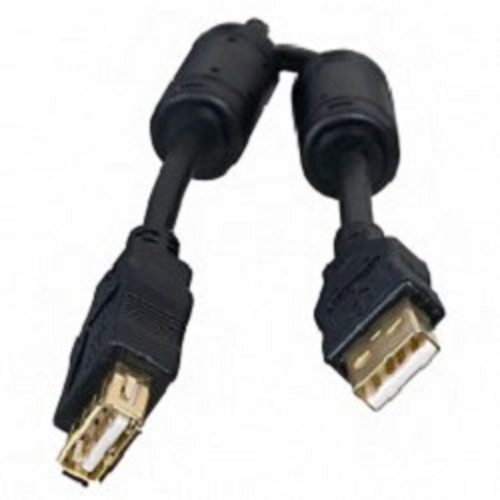 5bites UC5011-018A Проф. Кабель USB2.0, AM/ AF, зол.разъемы, ферр.кольца, 1.8м., черный