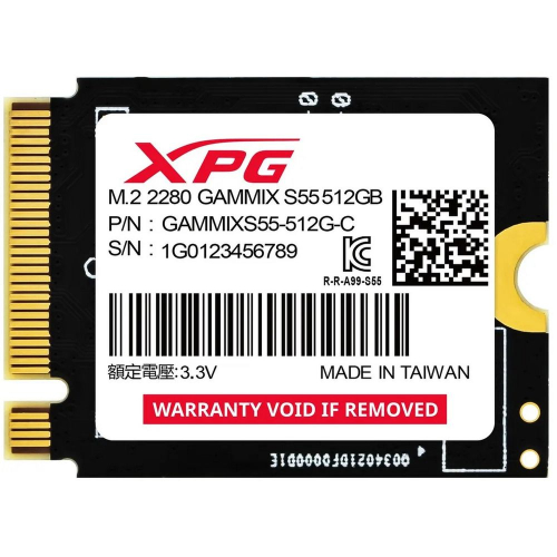 Твердотельный накопитель SSD ADATA M.2 2230 512GB XPG GAMMIX S55 PCIe Gen4x4 with NVMe 5000/ 3000, 3D ТLC NAND, 230TBW (SGAMMIXS55-512G-C)