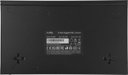 Коммутатор/ 6-Port 10/100/1000M PoE+ Switch, 4-Port 10/100/1000 BASE-T Gigabit PoE+ ports, 2-Port 10/100/1000 BASE-T Gigabit Uplink ports, 802.3at/af, VLAN mode support for port #1 ~ #4, Extend mode support for port #3 ~ #4, Fanless (GS1006P) фото 4