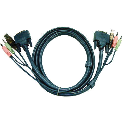 Кабель KVM USB(тип А Male)+DVI-D(Male)2хАудио(Male) <-> USB(тип B Male)+DVI-D(Male)+2хАудио(Male) 3м., черный./ CABLE DVI/USB B/MC.SP-DVI/USB A 3M (2L-7D03UD)
