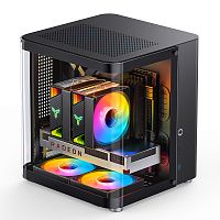 Корпус без блока питания/ Case JONSBO TK-1 Black 2.0, Mini-Tower, no fan, 1xUSB-A 3.2 + 1xUSB-C 3.2, mATX, mITX Black