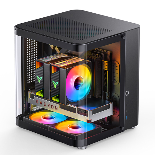Корпус без блока питания/ Case JONSBO TK-1 Black 2.0, Mini-Tower, no fan, 1xUSB-A 3.2 + 1xUSB-C 3.2, mATX, mITX Black