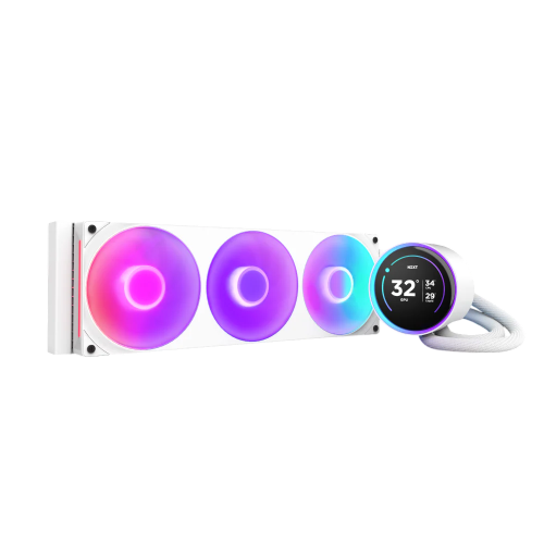 Система жидкостного охлаждения для ПК/ Water Cooling System NZXT Kraken Elite 420 RGB (350W, 420mm, LED temp., White/ Fans: 3x140mm, 98.61CFM, 34.5dBA, 2000RPM/ Pump height 65mm, 2800RPM, Rad thicknes (RL-KR42E-W2)