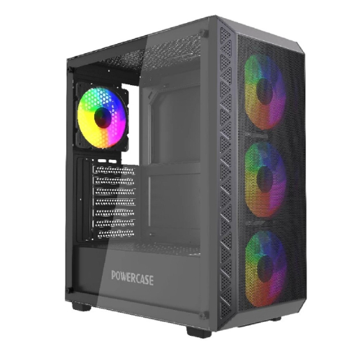 Powercase Корпус Mistral S4B, Tempered Glass, 4x 120mm FRGB Fans, чёрный, ATX (CMSB-L4)