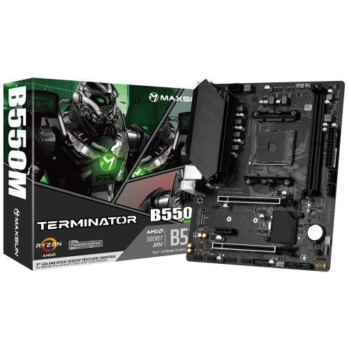 Материнская плата Maxsun MS-Terminator B550M B550, AM4, 2*DDR4, 1*PCIEx16, 1*PCIEx4, 1*PCIEx1, 1*M.2, 4*USB3.2Gen1, 6*USB2.0, 4*SATA3.0, 1G, VGA, HDMI, M-ATX, RTL (6940709669754)