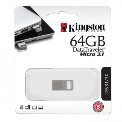 Флеш накопитель Kingston 64GB DataTraveler Micro 3.1 USB 3.2 Gen 1 Silver (DTMC3/64GB) фото 3