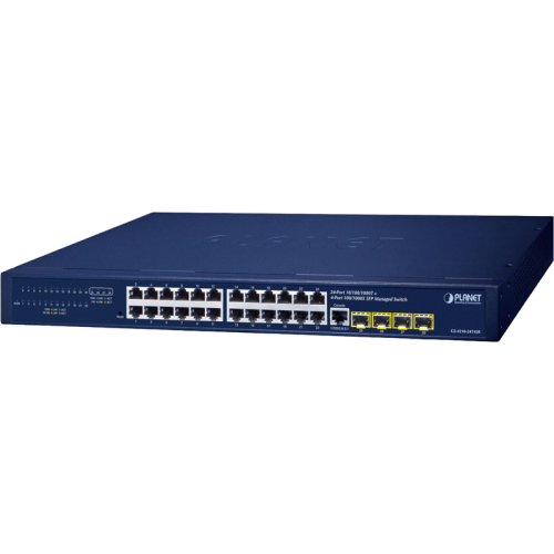 коммутатор/ PLANET GS-4210-24T4SR IPv4/IPv6, 24-Port 10/100/1000T + 4-Port 100/1000X SFP L2/L4 SNMP Manageable Gigabit Ethernet Switch with 36-72V Redundant Power (supports ERPS Ring, CloudViewer app, MQTT and Cybersecurity feature)